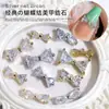 Venta al por mayor Joyería de Circonita para Manicura Pajarita Accesorios para la Punta del Dedo Lujo Ligero Oro y Plata Diamante Decoraciones de Uñas Portátiles