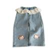 ¡En stock!!! Ropa de Invierno para Niños Jeans de Retazos de Encaje con Forro Polar y Pantalones Anchos Gruesos para Niños Modernos y de Moda Transfronterizo
