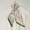 Estilo Novo Primavera e Verão Seda Imitação Estampada Lenço Longo Diagonal de Seda Textura Cetim Flor de Caju Floral Lenço Faixa de Cabeça Cinto