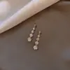 Pendientes Coreanos Largos Elegantes de Celebridad de Internet Pendientes de Circonita Brillante Pendientes Largos con Borlas Estilizados para Rostro Delgado de Mujer