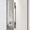 Manija de Puerta de Vidrio Templado Acero Inoxidable Engrosado Dorada Empujar-Tirar Manija de Puerta Maciza con Marco Negra Espaciado de Agujeros Personalizable