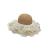 Sombrero de Paja con Encaje Sombrero de Sol para Mujer con Ala Ancha, Sombrero de Malla Transpirable de Verano para Playa para Niñas, Sombrero de Pescador con Protección Solar