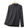 Moletom com Zíper Parcial para Homem 2025 Outono e Inverno Nova Camiseta Manga Longa Esportiva Elástica Quente Interna Gola Alta Jaqueta de Lã para Homem