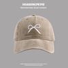 Washed Denim Bow Baseball Cap Mulheres Big Head Showface Small Cap Wide Brim Old Grey Chapéu da moda