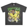 Algodón Puro de Peso Pesado 260g Vinicius No. 7 Camisetas, Lavadas y Desgastadas, Marca de Moda Estilo Americano para Hombres y Mujeres