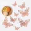 Mariposa tridimensional hueca dorada y plateada Adhesivo de pared 3d Simulación Decoración de doble cara Mariposa Textura metálica
