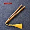 Corda Amarrada à Mão, Prendedor de Chá de Bambu Natural, Anti-Escaldante, Antiderrapante, Prendedor de Xícara de Chá, Pinça com Borla Chinesa, Acessórios para Conjunto de Chá Kung Fu