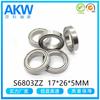 Fabricantes de Cixi S6803ZZ 17*26 * 5MM rodamiento de bolas de ranura profunda de acero inoxidable 420 de pared delgada