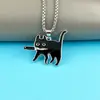 Cuchillo Divertido de Dibujos Animados Collar de Gato Negro Pequeño Colgante Simple de Moda para Mujer Estudiante Pareja Personalizado Accesorios Versátiles