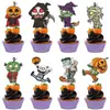 Decoração de Festa de Halloween Transfronteiriça Toppers para Bolo Esqueleto de Halloween Fantasma Festival Casa Assombrada Inserts para Decoração de Sobremesas