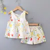 Conjunto Fino de Shorts sin Mangas y Chaleco para Niñas, Conjunto de Dos Piezas de Algodón y Seda para Casa, Conjunto de Tirantes de Algodón y Seda para Niñas