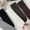 Calcetines apilables de encaje estilo ballet para otoño e invierno, color liso, estilo ins, calcetines de media pantorrilla simples y versátiles, algodón puro, sin costuras, calcetines Zhuji