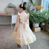 Vestido Estilo Western para Niña Otoño e Invierno 2024 Nuevo Vestido de Princesa para Niña Vestido de Velour Ponte Falda de Otoño e Invierno