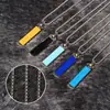 Colar masculino de aço inoxidável transfronteiriço, moderno, legal, de titânio, metal, cor de aço, com pingente longo de gota de óleo colorida