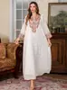 Venta Caliente Comercio Exterior OEM Vestido Largo Bordado para Mujer Fábrica al por Mayor Elegante Vestido con Bordado de Cuerda Vestido Largo Bordado con Cuentas