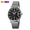 Reloj de pulsera para hombre Skmei redondo de esfera grande correa calendario acero inoxidable reloj para hombre impermeable casual reloj de cuarzo para hombre
