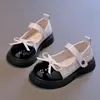Zapatos Mary Jane de Cuero para Niñas, Nuevo Estilo Otoño, Moño, Suela Suave, Zapatos de Princesa, Bailarinas Francesas Elegantes para Niños