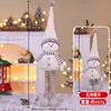 Decoraciones Navideñas Papá Noel Muñeco de Nieve Muñeco Telescópico Ciervo Tejido a Rayas Adornos Escena de Ventana Diseño
