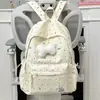 Mochila fresca y sencilla de lunares con lazo para mujer, nuevo modelo 2026, mochila versátil de gran capacidad para estudiantes de secundaria y preparatoria