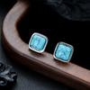 Aretes Turquesa para Hombre, Aretes Retro Elegantes, Aretes para Mujer, Moda Literaria Sencilla de Nicho, Venta al por Mayor de Joyería Nueva