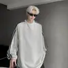 Moletom Masculino 2024 Primavera e Outono Cor Contrastante de Três Barras Lixeira Bonito Gola Redonda Longa Moda Ins Marca Estilo Americano Sem Capuz