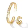 Conjunto de Pulseira e Anel Colmeia Aberta de Cobre Zircônia Transfronteiriço Pulseira e Anel Vazados Micro-Incustados com Diamantes Zircônia Cúbica