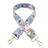 Nuevo bolso con correa de hombro ancha con flores de color de transferencia térmica, accesorios, correa decorativa, correa de hombro ajustable, correa cruzada larga