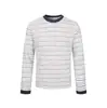 Yidao Vintage 2026 Otoño Nuevo Retro Americano Rayas Bloques de Color Cuello Redondo Hombro Recto Corte Holgado Unisex Manga Larga Camiseta