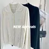 Loja Oficial Dan Nong de Xangai/Cardigan de Tricô com Gola Lapela e Acabamento em Renda, Gola Redonda Baixa, Top Simples de Lã