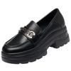 Mocasines sin cordones Nuevos 2023 Zapatos de mujer de suela gruesa con tacón grueso de una sola capa Zapatos de cuero estilo británico de otoño Zapatos de plataforma para mujer
