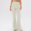 Pantalones de yoga cálidos con forro polar para mujer para otoño e invierno, de cintura alta, que realzan las caderas, ligeramente acampanados, adecuados para fitness al aire libre y correr, pantalones largos, 52325