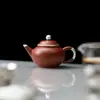 Juego de té Fangcun: Juego de Té Portátil para Exteriores con Tetera de Arcilla Púrpura Plateada y Taza de Titanio, Juego de Té para Coche para Preparar Té al Aire Libre