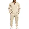 Conjunto Deportivo de Dos Piezas para Hombre con Forro de Polar Transfronterizo 2026 Tejido de Punto Media Cremallera Cuello Alto Ropa de Trabajo Pantalones Jogger Juego de Nueve Colores