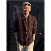 Camisa de Trabajo Retro Simple Americana de Manga Larga para Hombre Primavera Tendencia Marca Holgada Lavada Desgastada Fresca Camisa Chaqueta