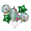Nuevo Globo de Película de Aluminio de Dinosaurio de Dibujos Animados Versión Q Flor de Dinosaurio Fiesta de Cumpleaños Infantil Decoración para Celebración de Un Año
