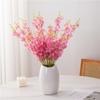 Flor artificial, orquídea danzante amarilla, flor falsa, onsinopsis, flor de seda, flor seca de plástico, ramo de phalaenopsis de cabeza amarilla de cinco tenedores grandes