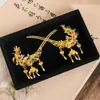 Pente Dourado Estilo Antigo, Adorno de Cabeça para Maquiagem de Traje da Dinastia Han Estilo Tang, Noivado e Casamento, Acessórios de Cabelo Estilo Chinês Novo Estilo Chinês