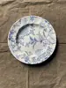Porcelana amarilla vintage original con motivos florales azules, plato para bistec estilo francés, plato plano, plato hondo, taza y plato para el té de la tarde, decoración bajo vidriado