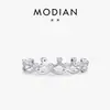 Anillo de Corona de Plata de Ley S925 con Moissanita de Claridad VVS1 MODIAN para Mujer, Anillo Minimalista de Moda y Único