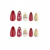 Moda Navideña Estilo Ins Europeo Americano Forma de Almendra Copo de Nieve Rojo Purpurina Dorada Pegatinas para Uñas Artísticas Removibles Uñas Artísticas