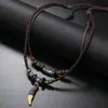 Nuevos Accesorios de Ropa Estilo Étnico Retro, Colgante Personalizado de Diente de Perro, Collar Largo Multicapa, Collar de Cuero para Hombre