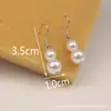 Novos Brincos de Pérola Geométricos Simples da Moda 2023 para Mulheres S925 Estilo Coreano Elegantes Ganchos de Orelha em Forma de Cabaça