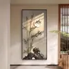 Pintura decorativa para recibidor estilo wabi-sabi, Decoración para puerta de entrada "La Piedra Trae Fortuna", Arte de pared para sala de estar, Pintura colgante para pasillo y recibidor "El Caqui Trae Buenos Deseos"