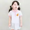 Camisa Polo Faculdade de Comércio Exterior Tendência Roupa Infantil Roupa de Verão Saia Infantil de Desenho Vestido Ocidental Plissado de Manga Curta para Meninas