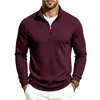 Outono 2026 Masculino Meio Zíper Gola Alta Tricô Jacquard Xadrez para Ir ao Trabalho Casual Tamanho Europeu Camiseta de Manga Longa