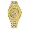 Reloj MISSFOX para hombre, estilo hip hop, estilo europeo y americano, con diamantes reales, esfera octagonal de tres ojos, resistente al agua, reloj de cuarzo, venta al por mayor