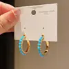 Turquesa Banhado a Ouro~Vintage Luxo Leve Zircônia Imitação de Turquesa Brincos Redondos Simples Moda Brincos para o Dia a Dia Brincos de Alta Qualidade