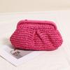 Bolsa Transversal de Palha Trançada Mais Vendida no Exterior, Nova Bolsa Clutch Plissada de Cor Sólida Trançada, Bolsa de Praia para Férias Feminina