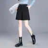 Shorts de lana para mujer, nuevo estilo otoño/invierno 2026, de cintura alta, línea A, pierna ancha, adelgazantes, versátiles, pantalones bootcut de lana, ropa exterior casual