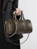 Bolsa de couro legítimo Maillard Vintage Cross-border Bolsa feminina leve de luxo estilo ocidental Bolsa Boston Bolsa mensageiro de couro de vaca curtido com vegetais